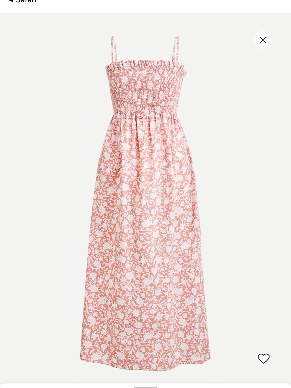 JCrew Smocked Bodice Pink Floral Midi Dress